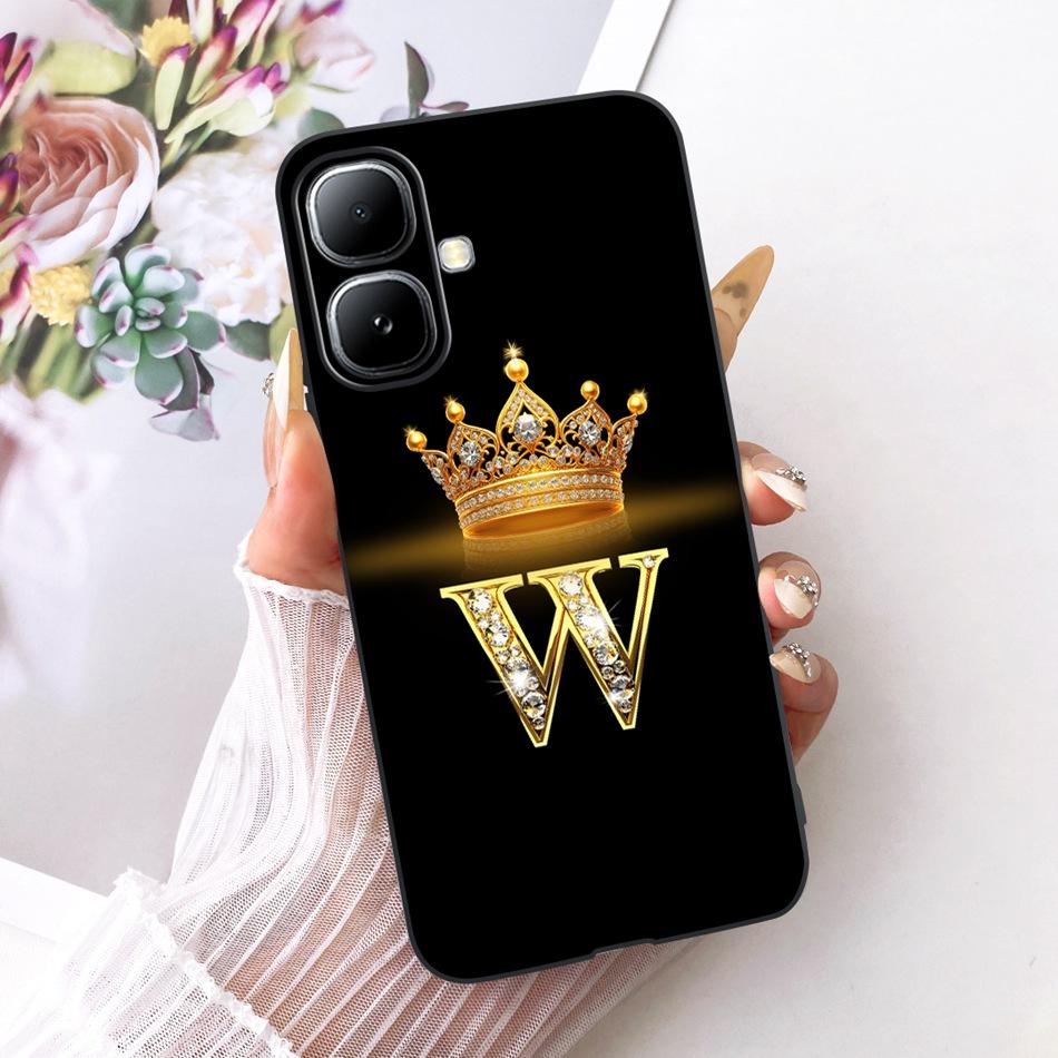 Для Infinix Smart 20 X6840 X6840B Чехол-бампер с буквой 'Crown' Для Infinix Smart20 Черный Силиконовый Мягкие Чехлы