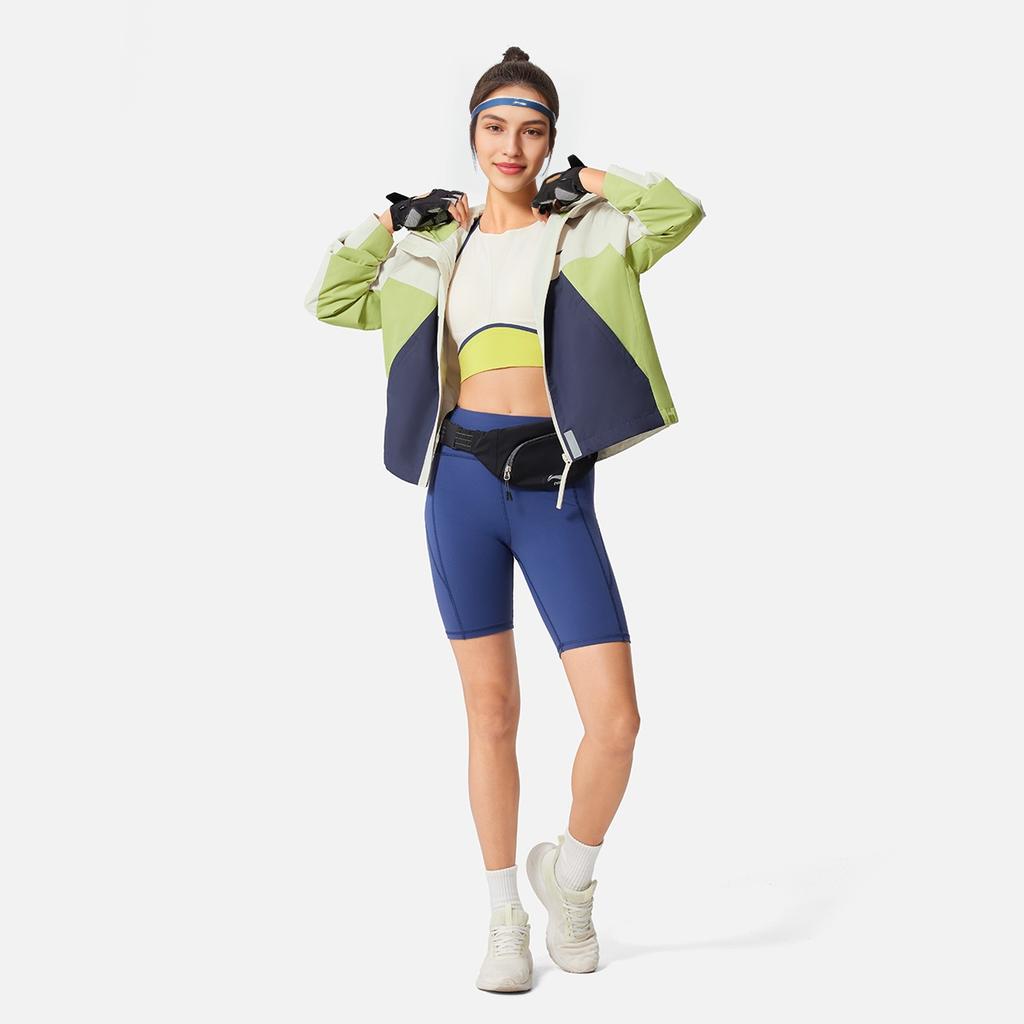 Li-Ning Удобная повседневная свободная простая куртка с капюшоном в стиле колор-блок, женские куртки серебристо-березово-серого цвета, свеже-зеленого цвета, темно-горохово-синего цвета AFDV054-8