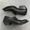 Ретро Плиссированные Заостренные Женские Лоферы Толстый Каблук Слипоны Черная Кожа Мужские/женские Кожаные Туфли Натуральная Кожа Балетки Повседневная Обувь
