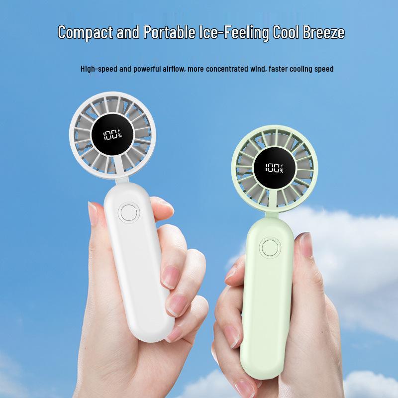 Rechargeable Foldable Mini Handheld Desktop Fan with Digital Display