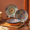 Handmade Ceramic Dinnerware Set Boho Moroccan Style Multicolor Gift Set Plates & Bowls Colorful Ceramic Plates
