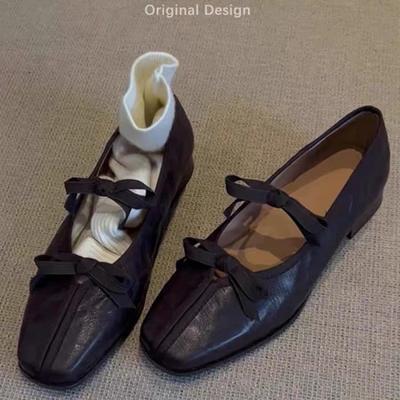 Кожаные балетки женские мягкая подошва внутренняя высота 5 см с юбкой ретро туфли Мэри Джейн туфли с бантом