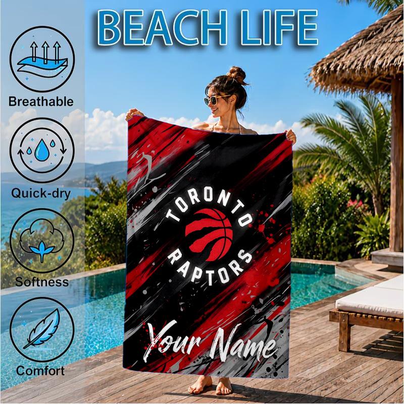 Custom Name Beach Towel Raptors basketball Logo Soft and Quick-drying Beach Towel, Suitable for Travel, Swimming Pool, Gym, Yoga, Gifts