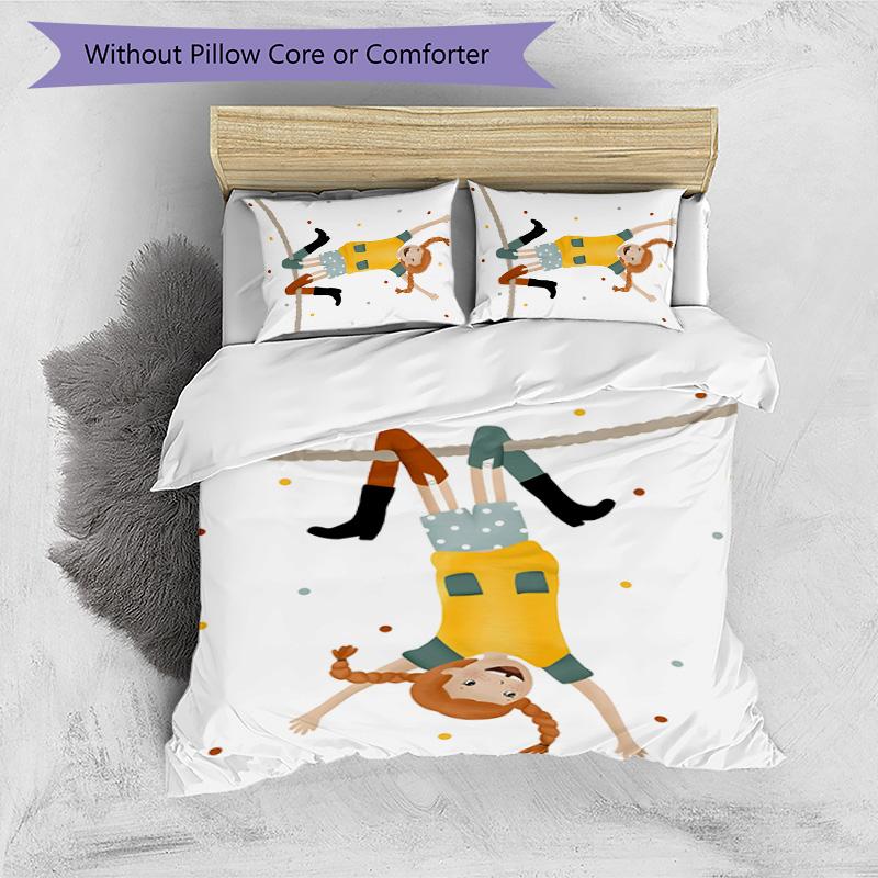 Pippi Longstocking 3pcs Bedding Set Duvet Cover Closure Includes 1 Duvet Cover & 2 Pillowcases for All Seasons Bedroom Home Dorm Decor