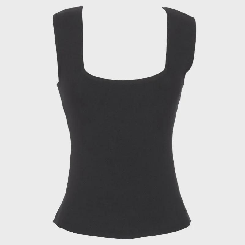 Женская узкая майка с квадратным воротником на раннюю осень - универсальный топ в корейском стиле