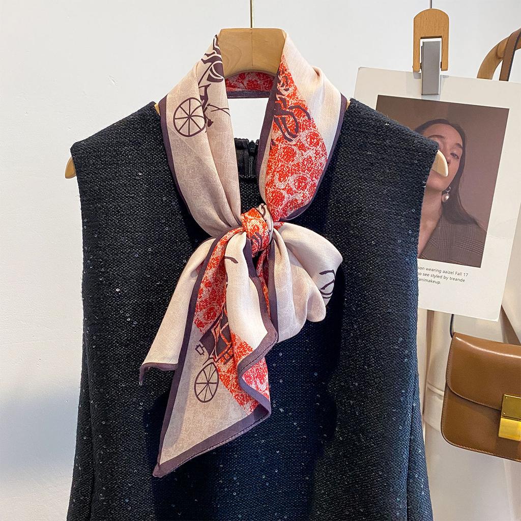 Geometric Scarf Fashion Versatile Professional Scarf Double-layer Strip Scarf Spring Summer and Autumn New Multi-functional Women