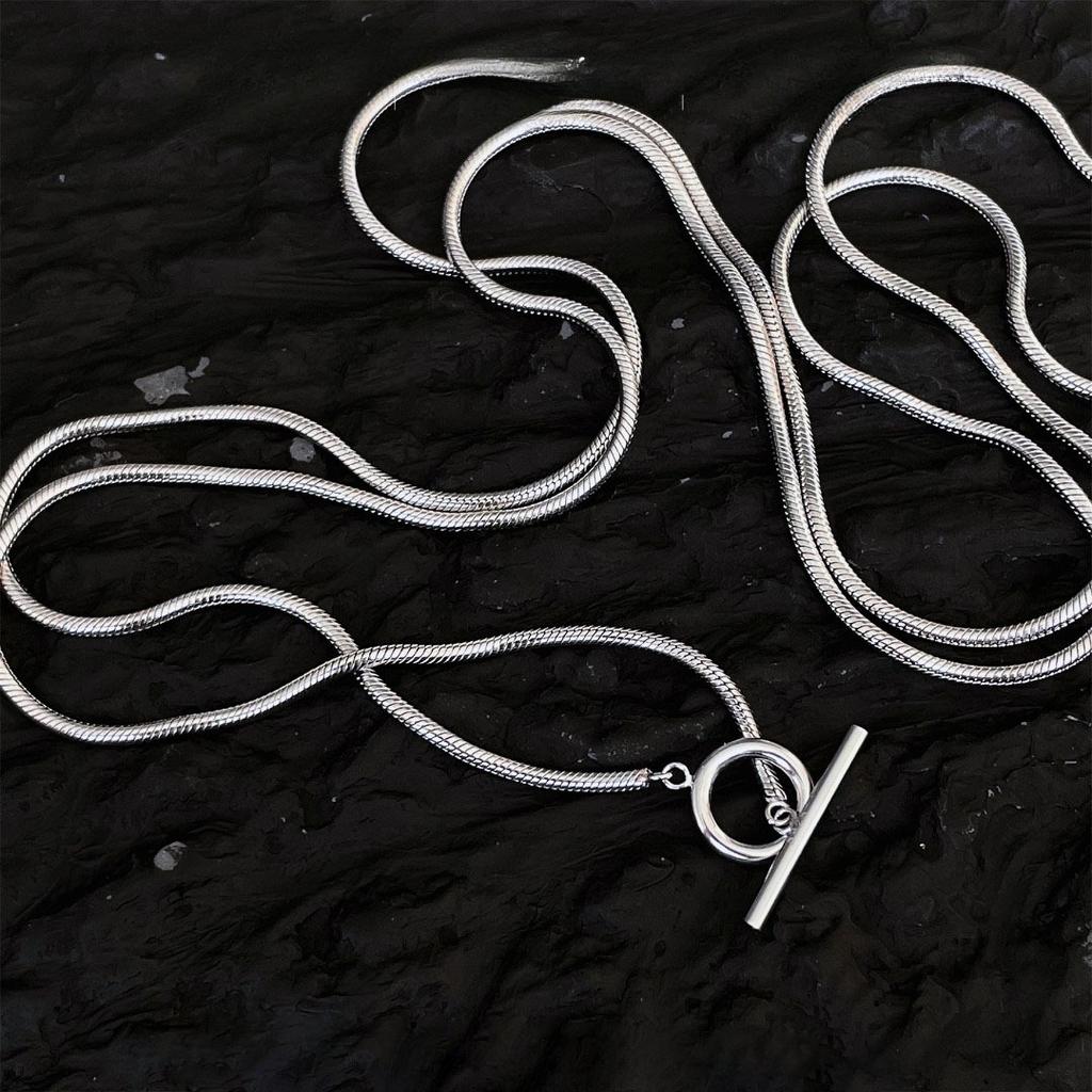 Кольцо OT пряжка двухслойное ожерелье женское простое холодный ветер ins темперамент дизайн змеиная кость цепь