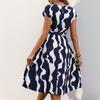 Elegant Personality Abstract Pattern Printed Pleated Dress