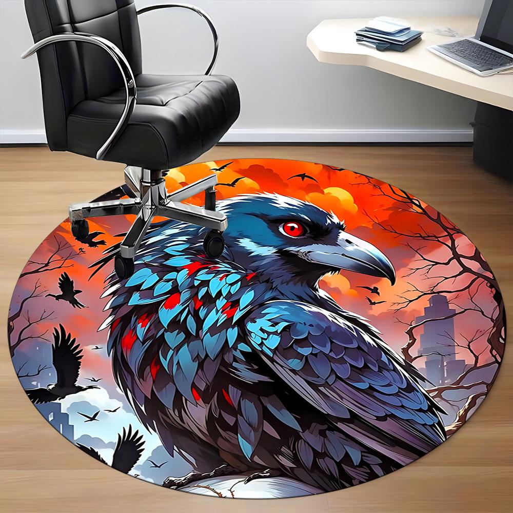 1pc Raven Sky Office Round Area Rug, Under Office Chairs Bedroom Living Room Home Decor, Room Deco, Available in Various Sizes