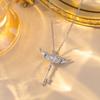 Diamond‑Inlaid Angel‑Wings‑And‑Key Women Necklace, Light‑Luxury Versatile‑Designed High‑End‑Texture Collarbone Neck Accessories