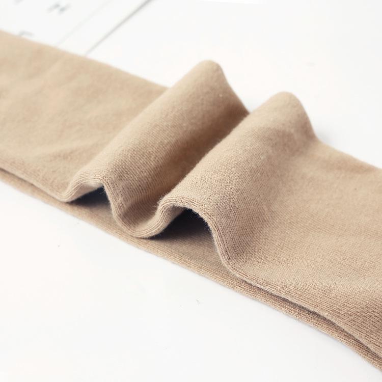 Женские силиконовые хлопковые носки выше колена - дышащие, однотонные, в японском стиле для осени и зимы