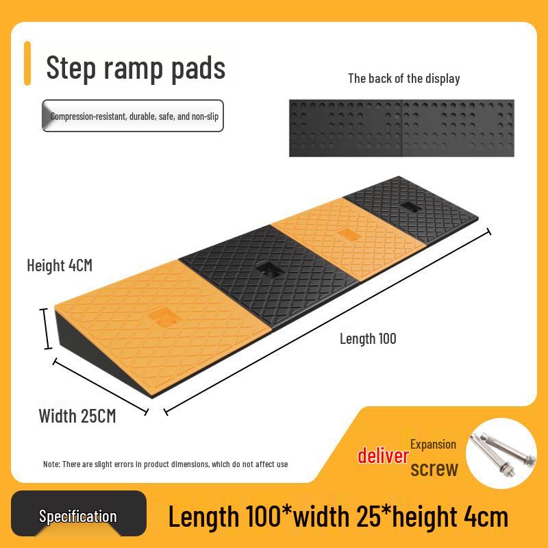 Rubber-Plastic Anti-Slip Speed Bump Curb Ramp Mat for Cars