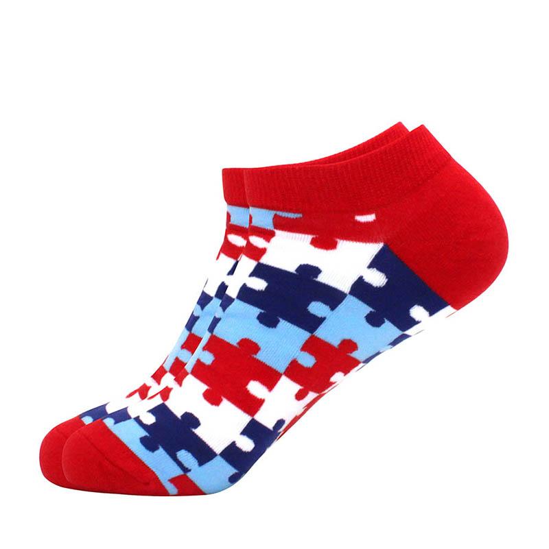 Men's Quality Business Ankle Socks Casual Novelty Graffiti Food Geometric Lattice Colorful Summer Happy Combed Cotton Short Sock