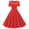 2021 New Casual Short-Sleeved Polka Dot Dress with Belt