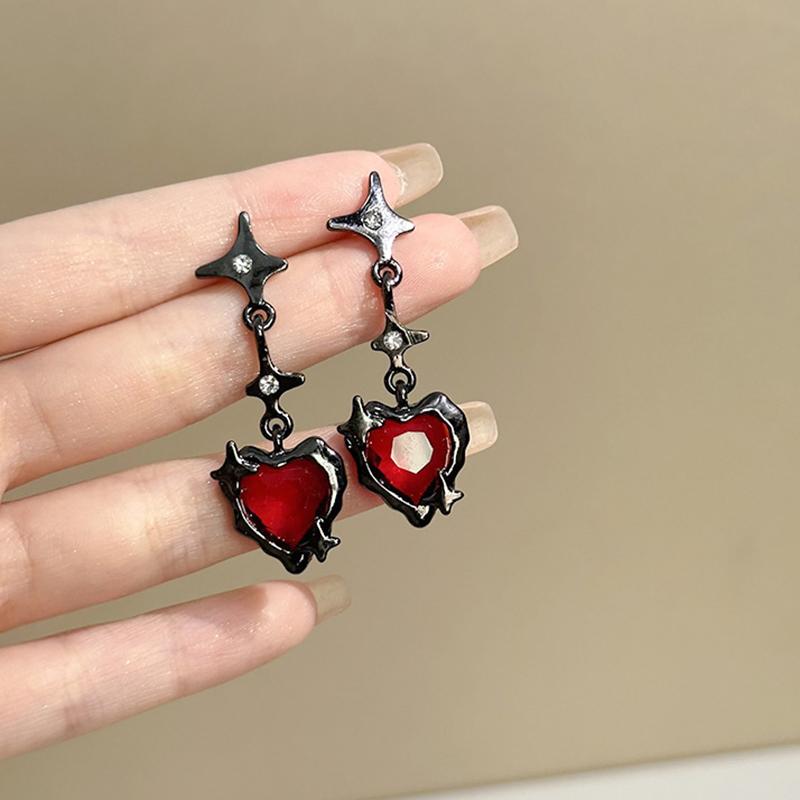 Серьги-подвески Y2K Goth Liquid Heart Cross Star, женские серьги-подвески Love Dangle с цирконием, готические серьги-кисточки неправильной формы
