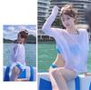 2024 Bamboo Cotton Beach Cover-Up: Slit Sun Protection Drop-Shoulder Round-Neck See-Through Women's Swimsuit Dress