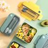 Portable Lunch Box Grid Children Student Office Bento Box with Fork Spoon Leakproof Microwavable Prevent School Food Storage Box