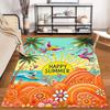 Colorful Cartoon Summer Beach Carpet with Birds and Palm Trees Design Suitable for use as an anti-slip for living room bedroom sofas