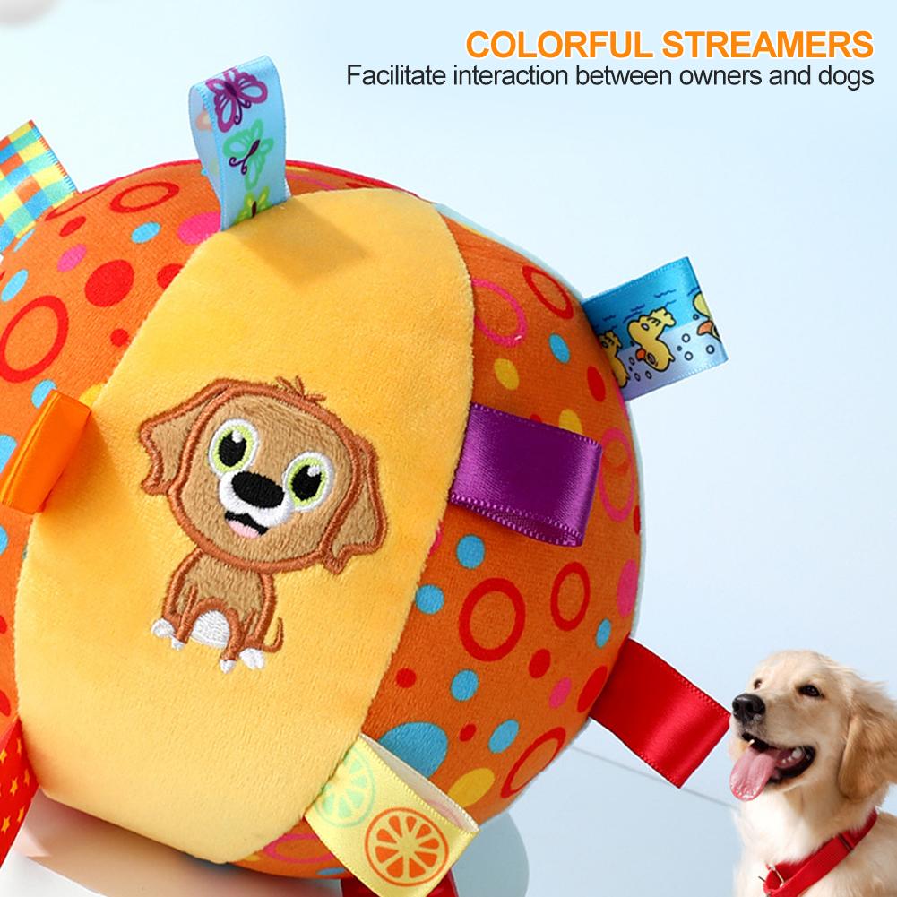 Интерактивная игрушка-мяч для собак для тренировок жевателей, декомпрессия, устойчивая к укусам, плюшевая ручка, игрушки для собак с колокольчиками, товары для домашних животных