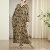New Color V-neck Retro Long Skirt Cotton Linen Dress