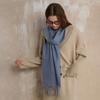 Wool Scarf, Unisex Classic High-end B with Warm Solid Color Fringed Scarf Women's Shawl Autumn and Winter