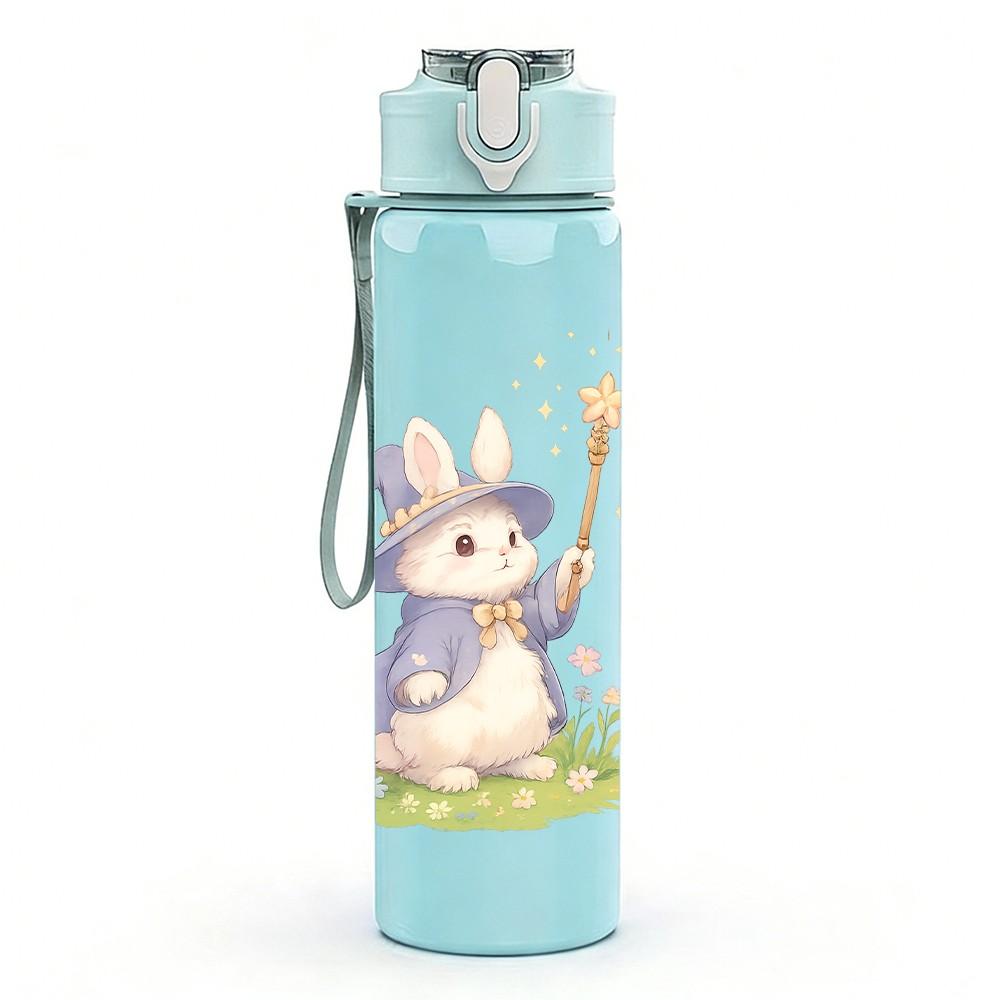 1PC Wizard Easter Bunny 750ml Color Plastic Sports Water Bottle Leakproof Flip Straw Lid Suitable for Sports Office Home Use