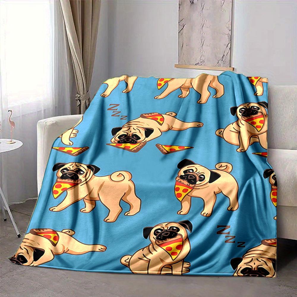 1pc Pug, Pizza Blanket Warm, Cozy, And Soft, Suitable for Sofas, Beds, Cars, And Office Use.Perfect for Camping And Travel, Making It a Great Gift for