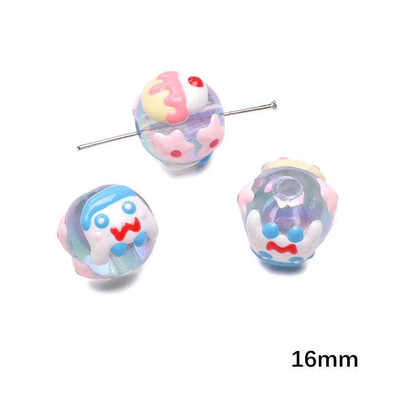 Handmade Beads Acrylic Double-sided Hand-painted Round Beads Graffiti Handmade Beads Diy Weaving Cell Phone Chain String Loose Beads Material