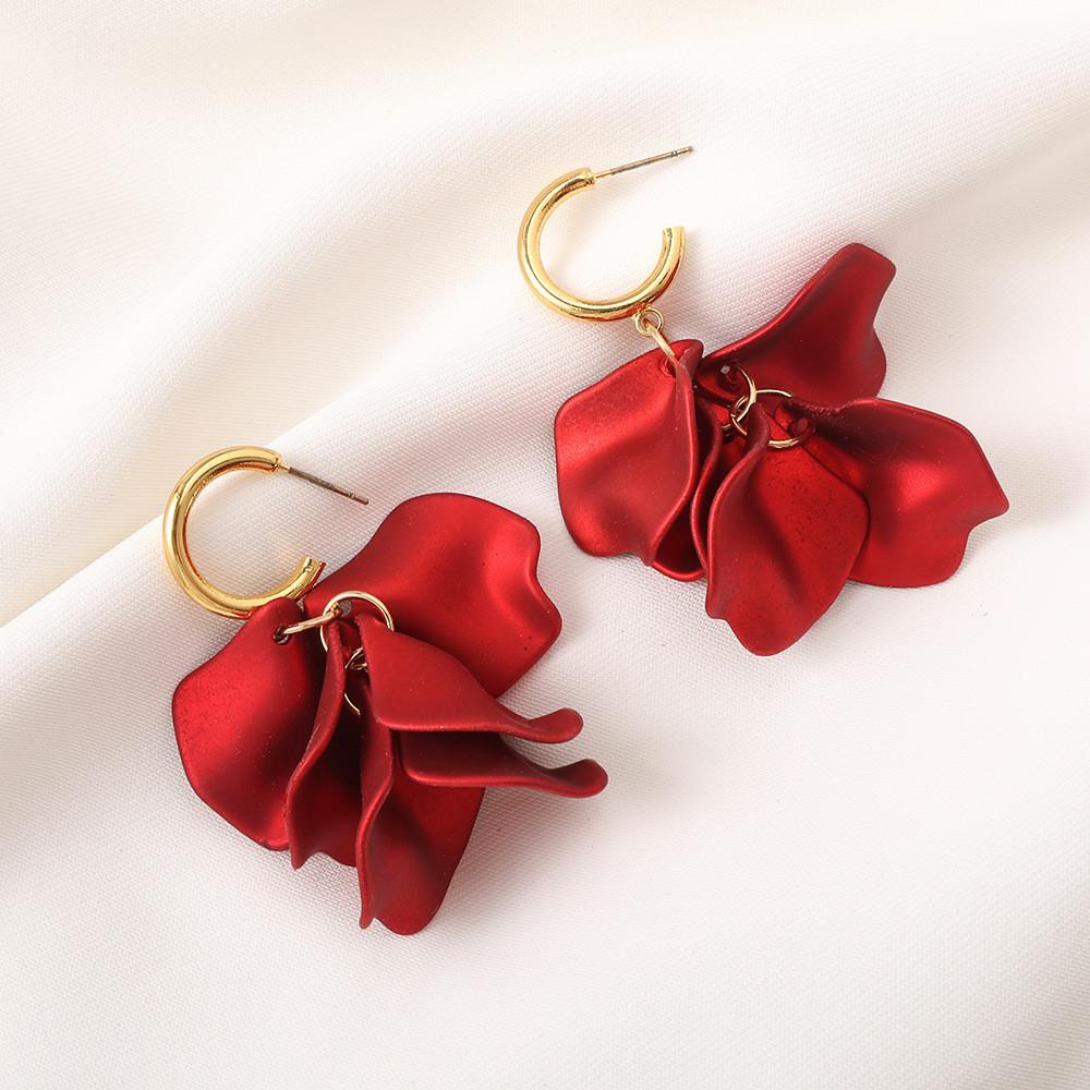 Pinkdudu Модные серьги-капли в виде лепестков роз из смолы с жемчужным блеском, женские украшения PD2386
