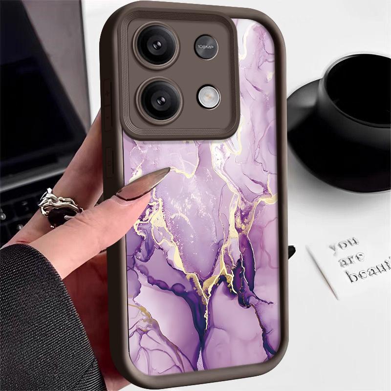 Colorful Marble Shell For Xiaomi 13t Pro Poco X6 X5 Redmi Note 13 12 11 Pro Matte Lens Protection Soft Silicone Case Cover