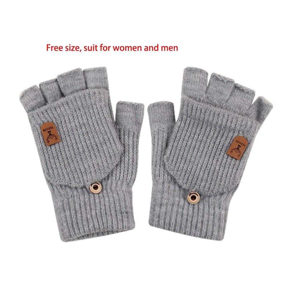 Knitted Warm Gloves Solid Color Skiing Gloves New Flip Flap Gloves  Unisex