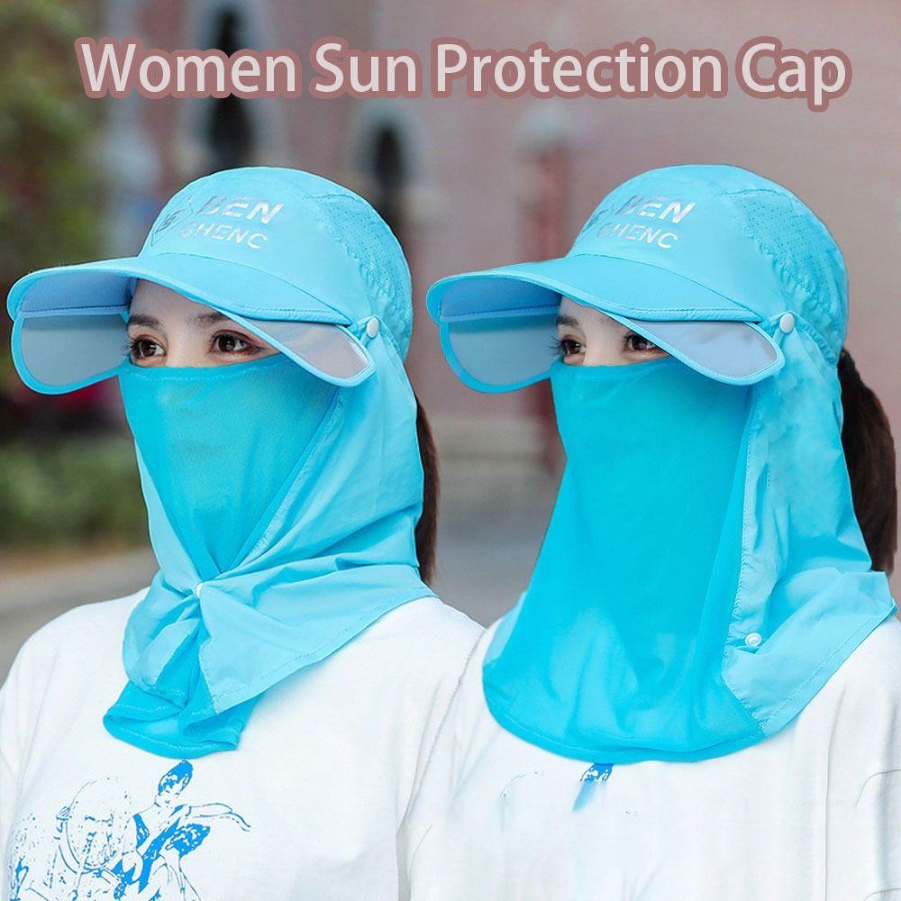 Breathable Sunscreen Ice Silk Cap Protective Shield Full Face Mask Women Sun Protection Cap
