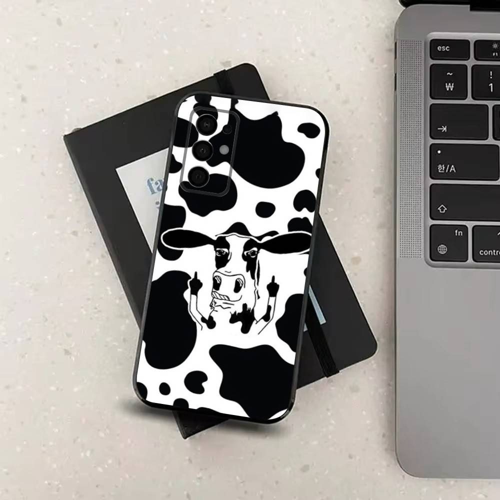 Cute Cow Print For Samsung Galaxy A73,31,32,72,41,53,52,71,22,5G,Note,J7,8,9 Soft Black Silicone Phone Case