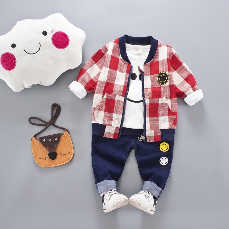 Весенне-осенний комплект с принтом для маленьких мальчиков, красивая одежда для мальчиков, детская одежда из трех предметов, модная верхняя одежда