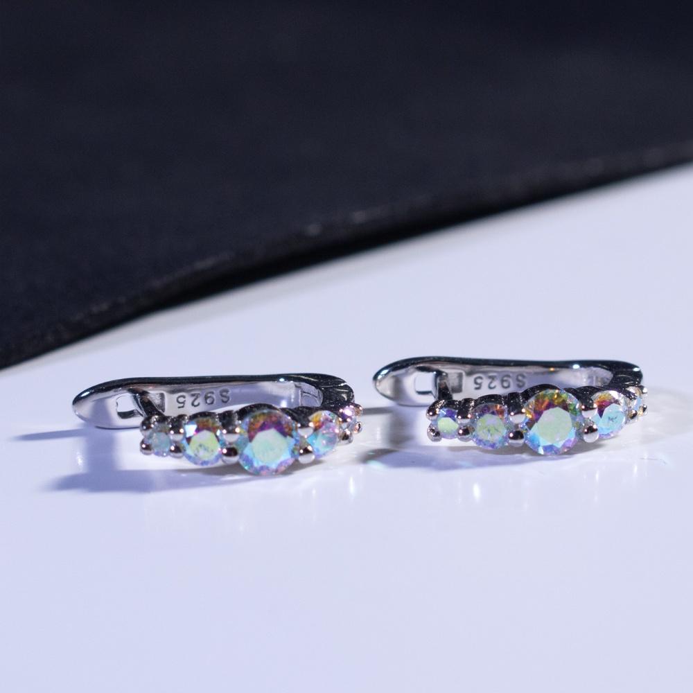 Серьги из серебра 925 пробы с цветным цирконием, кубические цирконии, модные женские серьги