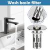 Basin Drain Plug Universal Rebound Chrome Sink Filter Easy Push Type Hair Catcher Basin Pop-Up Bathroom Sink Drain Stopper