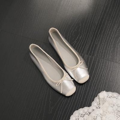 Супермягкая версия из овчины квадратный носок неглубокий вырез балетки с бантом женские милые плоские мягкая подошва ретро универсальные одинарные туфли