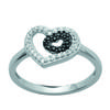 Silver Ring 'Love' Black White (rhodium) - 12x11 Mm