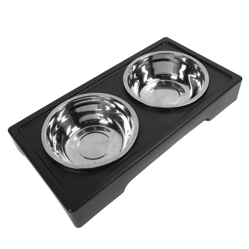 Приподнятые миски для собак предотвращают скольжение. Регулируемая по высоте приподнятая подставка для мисок для собак с 2 кормами из нержавеющей стали.
