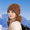 Thicken Winter Beanie Hat Scarf Set Fleece Lined Warm Wool Hat Thermal Thermal Knit Cap  Skiing