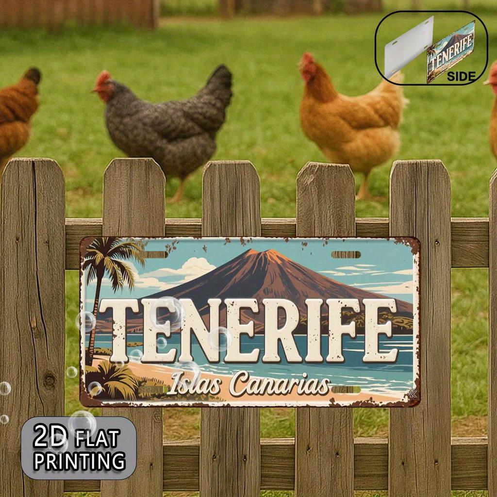 Spain Tenerife Islas Canarias D Flat Printing License Plate Style Metal Tin Sign Volcanic Island Themed Decorative Aluminum