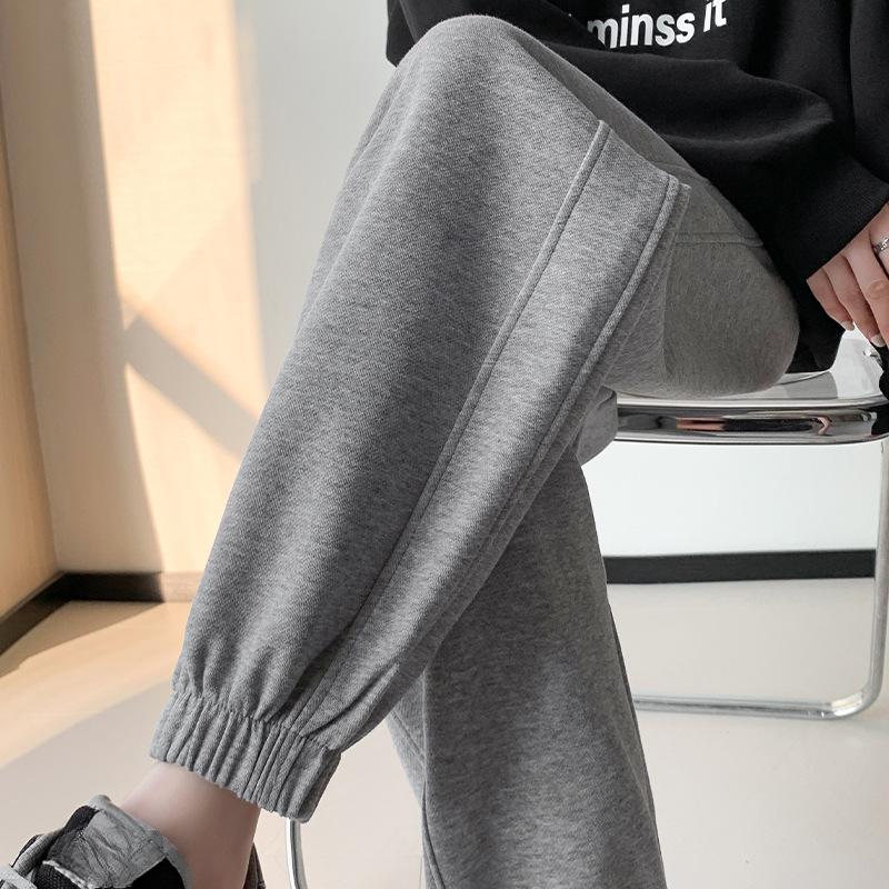 Брюки-бананы с заплатками сбоку, модные спортивные зимние спортивные штаны, толстые плюшевые трикотажные брюки, свободные повседневные джоггеры, женская мода