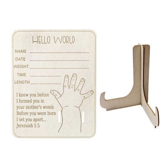 Wooden Baby Birth Wristband Display Board with Base Smooth Edge Burr Free