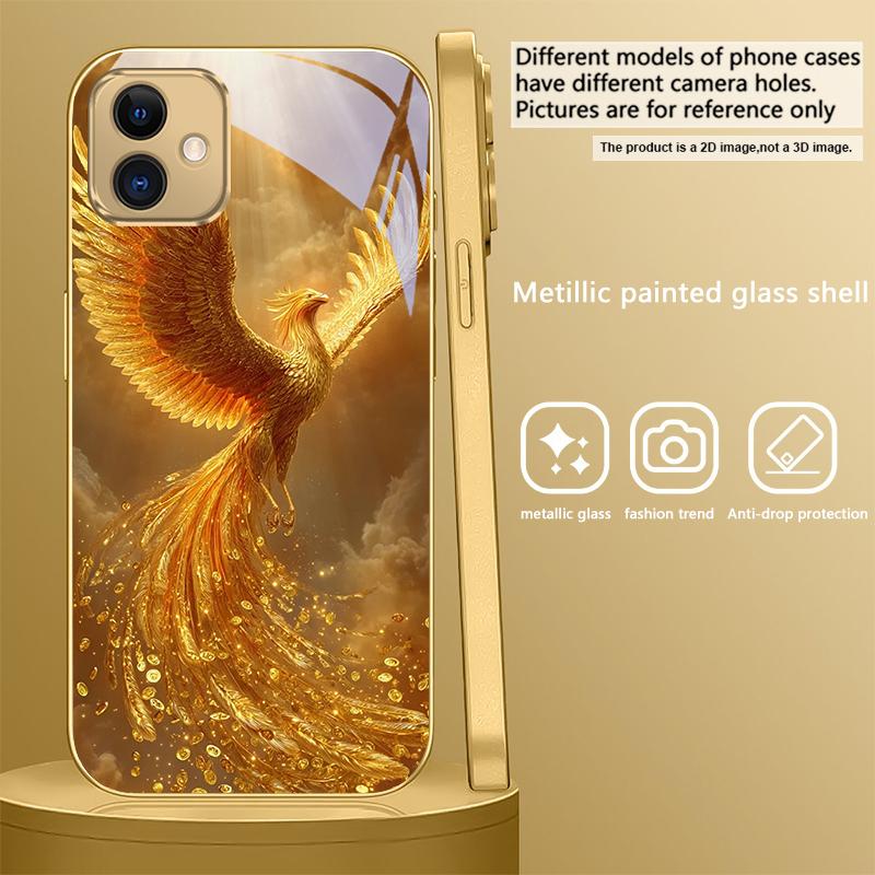 Роскошная Золотая Птица Для Samsung A 01 52S A04 A05S A10 A12 13 22 23 24 36 42 M02 Note 10 20Ultra 8 9 Золотой стеклянный чехол для телефона