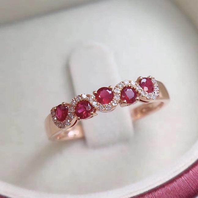 Personalized Open Ring with Simulated Spinel, Sapphire, and Red Tourmaline Gemstones for Women