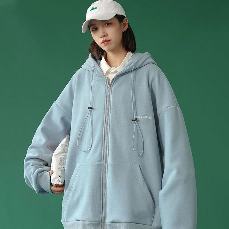 Весенне-осенний стиль, свободный универсальный спортивный кардиган на молнии, свитер с капюшоном, женское пальто