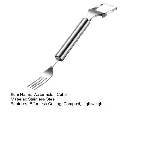 Watermelon Cutter Fork Stainless Steel Fruit Fork Slicer Melon Cube Cutting Tools for Kitchen Camping