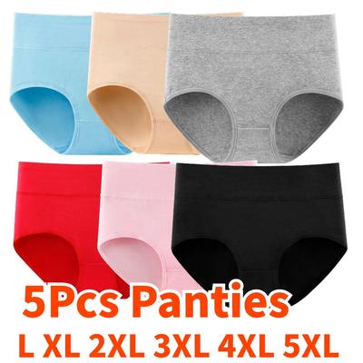 5 шт. наборы женских трусиков XL XXL XXXL 4XL 5XL трусики сексуальное нижнее белье с высокой талией хлопок плюс размер женское нижнее белье большого размера