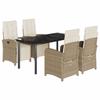 VidaXL Ensemble à Manger de Jardin avec Coussins 5 pcs, Table et Chaises avec Dossier et Repose-pied Réglables, Meubles 3212580