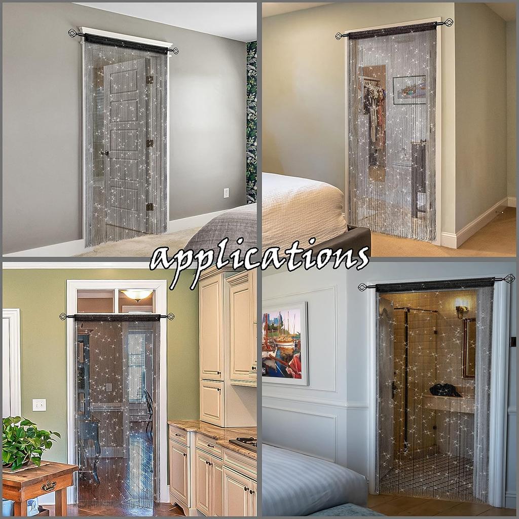 Door String Curtain Doorway Beads Curtains,Hanging Room Divider Beaded Decor Glitter Fringe Panel Closet Window Sequin Sheer Boho Doors Tassel